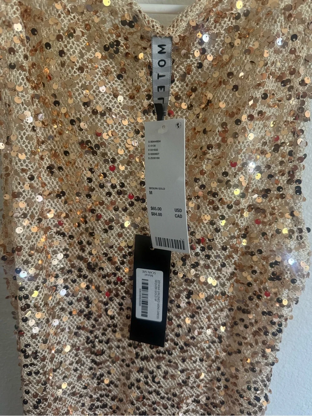 Motel Zeyana Unlined Gold Sequin Mini Dress